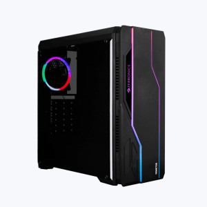 Zebronics Zeb-Demeter Premium Gaming Cabinet With 120mm Rainbow Halo Ring Rear Fan and Front RGB LED Strips.