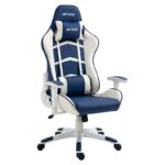 Ant Esports 9077 Ergonomic Gaming Chair, Multifunctional Gaming Chair with Premium PU Leather Upholstery, 2D Armrest, Integrated Neck and Lumbar Support, & 180° Recline – White & Blue