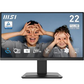 MSI PRO MP223 E2 21.45-Inch Full HD Office Monitor - 1920 x 1080 Resolution, 100Hz, Eye-Friendly Screen - Black