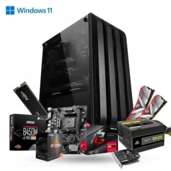 Prebuild PC | AMD Ryzen 5 5500| 16GB Ram | 500GB SSD | 4GB Graphics Card | 450W SMPS | RGB Gaming Cabinet with 3 Year Warranty