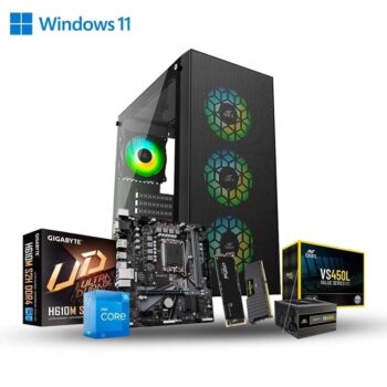 Prebuild PC | Intel Core i5 12400 | 8GB DDR4 Ram | 500GB Nvme SSD | 450W SMPS | RGB Gaming Cabinet with 3 Year Warranty