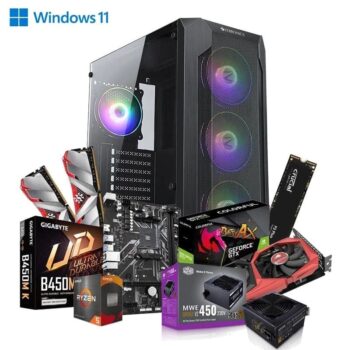 Prebuild PC | AMD Ryzen 5 5600x| 16GB Ram | 500GB SSD | 450W SMPS 80+ Bronz| GTX1650 4GB DDR6 Graphics Card | RGB Gaming Cabinet with 3 Year Warranty
