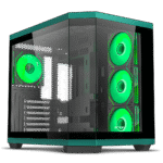 Ant Esports Crystal X11 Mid-Tower High End Gaming Cabinet – Green Black with Pre-Installed 4 x 120 mm ARGB Fans
