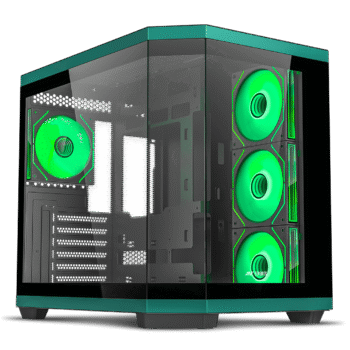 Ant Esports Crystal X11 Mid-Tower High End Gaming Cabinet – Green Black with Pre-Installed 4 x 120 mm ARGB Fans