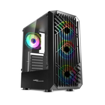 FRONTECH WAR MACHINE FT-4349 Gaming Cabinet with 4x120mm LED Fans & Acrylic Side Panel. Black
