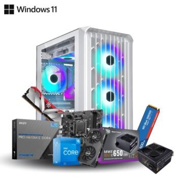 Prebuild PC | Intel Core i5 12400f | 16GB DDR4 Ram | 500GB Gen 4 Nvme SSD | 650W 80+ Bronze SMPS | Asus RX7600 8GB Graphics Card | RGB Gaming Cabinet with 3 Year Warranty