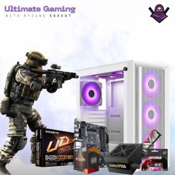 Zeb Saturn Build | AMD Ryzen 5 5600GT | 8GB Ram | 256GB SSD | 550W SMPS | RGB Gaming Cabinet with 3 Year Warranty