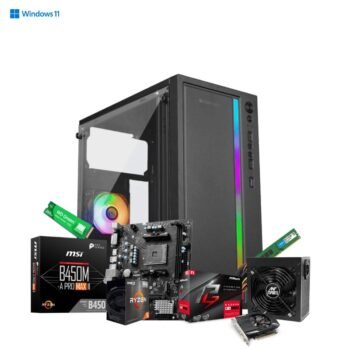 Prebuild PC | AMD Ryzen 5 5500| 8GB Ram | 250GB SSD | 4GB Graphics Card | 450W SMPS | RGB Gaming Cabinet with 3 Year Warranty