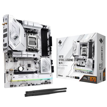 ASRock X870 Steel Legend WiFi 7 AMD Ryzen Socket AM5 ATX DDR5 Motherboard - White