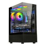 Ant Esports Crystal X2 Mid Tower ATX, Micro-ATX, Mini-ITX Black Cabinet 3x120mm Fan