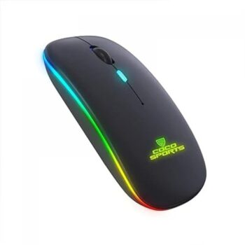 COCONUT WM20 Lucid RGB 2.4G Wireless + Bluetooth 5.1 Mouse, Slim Rechargeable 500mAh Wireless Laser Mouse (2.4GHz Wireless, Black)
