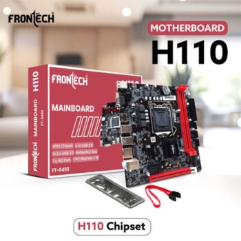 Frontech H110 Motherboard, LGA 1151, Supports Intel 6th–9th Gen i3/i5/i7/Celeron/Pentium, DDR4 32GB, HDMI, VGA, USB 3.0, M.2 NVMe (FT-0493)