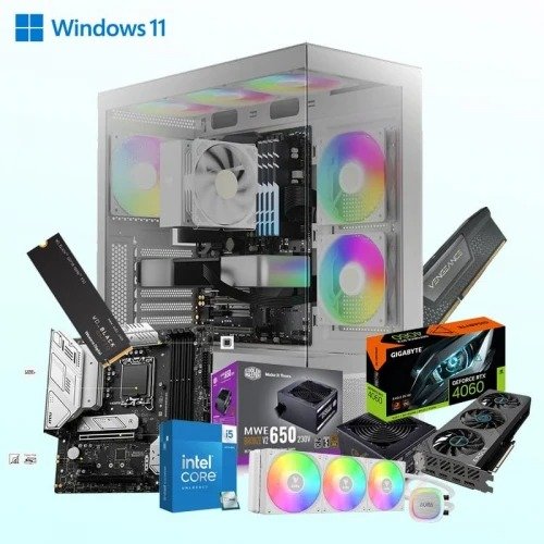 Ultimate Gaming and Editing PC Build Intel® Core™ i5-14600K 16GB DDR5  Ram 4060 8GB Graphics Card 1TB Nvme SSD 650W 80+ Power Supply Tower 