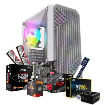 Prebuild PC | AMD Ryzen 5 5500| 16GB Ram | 500GB SSD | 4GB Graphics Card | 500W SMPS | RGB Gaming Cabinet with 3 Year Warranty