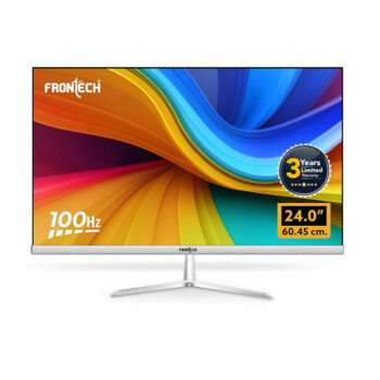 FRONTECH 24 Inch Ultima Series LED Monitor | Refresh Rate 75Hz | Full HD 1080p, Slim Bezel Less Design | Triple INBUILT Ports- HDMI, VGA | Inbuilt Speaker (MON-0089, White)