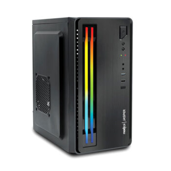 FRONTECH Jasper (FT-4334) Premium Silver Range ATX Cabinet | Front LED Strip, 1x80mm Fan, 1xUSB 3.0 Ports - Black