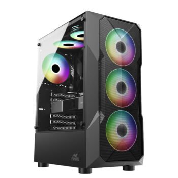 Ant Esports ICE-300 Mesh V2 Mid Tower ATX, Micro-ATX, Mini-ITX Cabinet 4x120mm ARGB Fans- Black