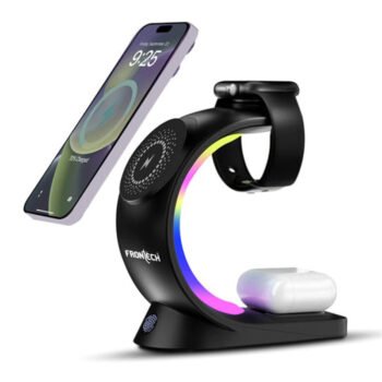 Frontech Magnetic Charger stand 3in1 Wireless Charger for all type of wireless charging mobile/Earbuds/Watch.(CCH-0016)