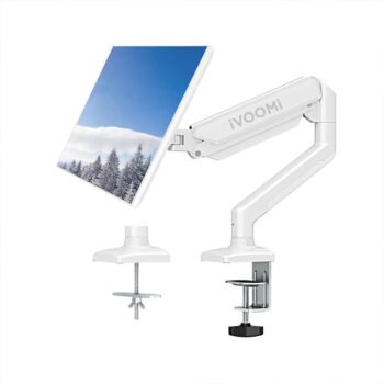 iVOOMi Power Arm White Monitor Stand for Desk with VESA Mount, Gas Spring and Adjustable Monitor arm with Grommet Mounting Base for 15-34'' 2-12 kgs Screens VESA Compliant Upto 100 x 100mm (IV-ST01W)- White