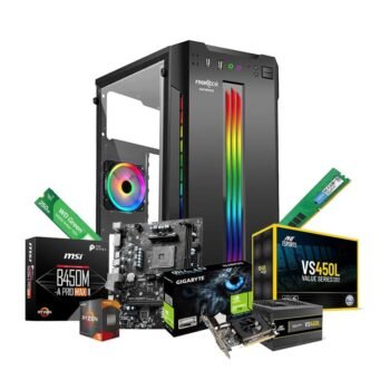 Prebuild PC | AMD Ryzen 5 5500| 8GB Ram | 250GB SSD | 2GB Graphics Card | 450W SMPS | RGB Gaming Cabinet with 3 Year Warranty