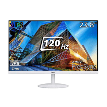 Acer SA242Y G0 23.8 Inch Full HD IPS Ultra Slim (7.2mm Thick) Backlight LED Monitor I Zero Frame I 120Hz Refresh I 1 MS VRB I Adaptive Sync I 1xHDMI 1xVGA I Stereo Speakers I Eye Care - White