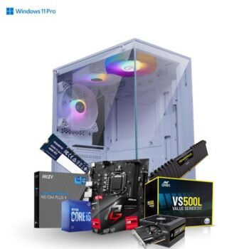 Prebuild PC | Intel Core i5-10400F| 16GB Ram | 500GB SSD | 4GB Graphics Card | 500W SMPS | RGB Gaming Cabinet with 3 Year Warranty