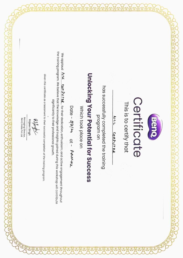 Benq-Certificate