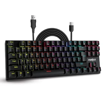 FRONTECH KB-0014 Black Wired Gaming Keyboard | Multicolor RGB Backlight | Mechanical Keys | USB Plug & Play | 1 Year Warranty